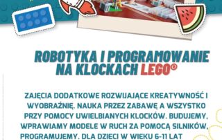 plakat promujący zajęcia robotyki i programowania na klockach lego